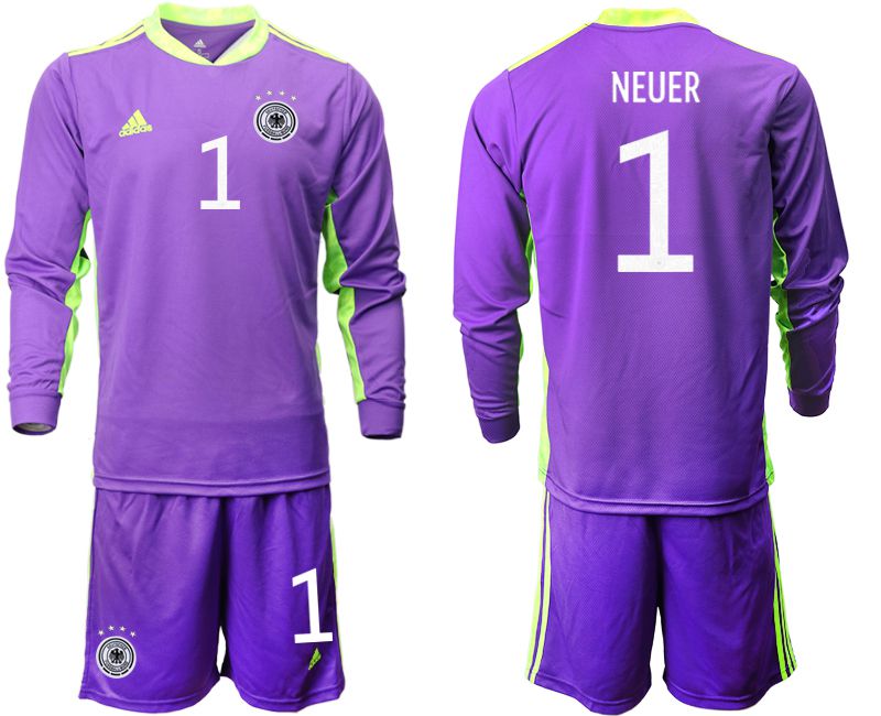 Men 2021 World Cup National Germany purple long sleeved Goalkeeper #1 Soccer Jerseys